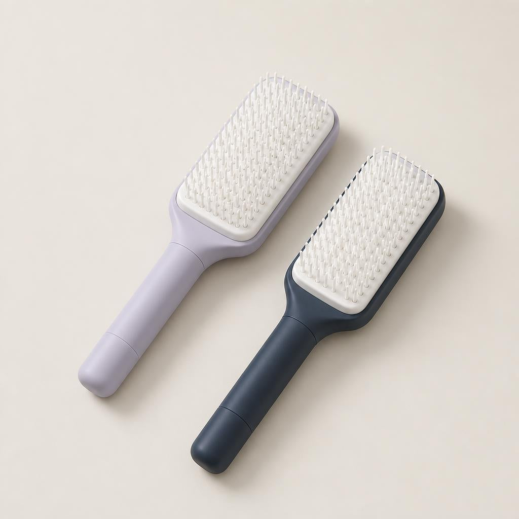 ILVON self-cleaning brush in lavender and graphite