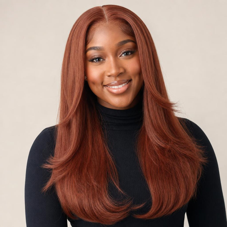 ILVON Copper Crush copper red layered wig, front view